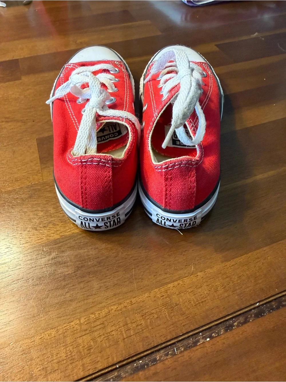 Converse Kids Red Canvas Low Top Sneakers with White Laces